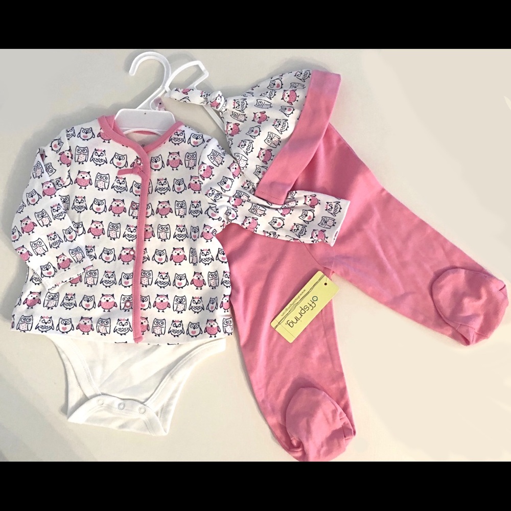 Off Spring -Baby set top/onesie/footed bottom/hat